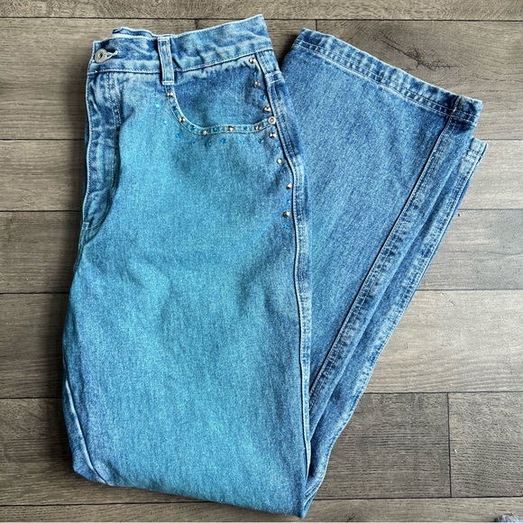 Vintage L.A. Blues Women's Studded Sparkly Blue Jeans - Picture 11 of 12